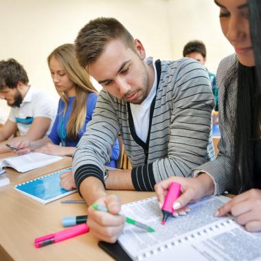 students working in classroom